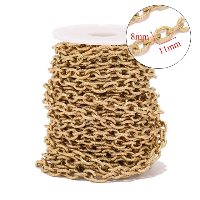 Stainless Steel Jewelry Chain — 1M Gold or Steel Link Chain for DIY Crafts