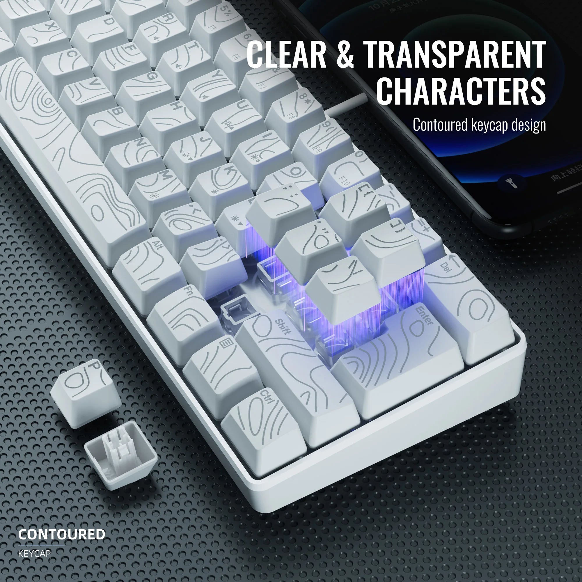 7KEYS 60% Compact Wired Keyboard — RGB Backlit Membrane Keys, White