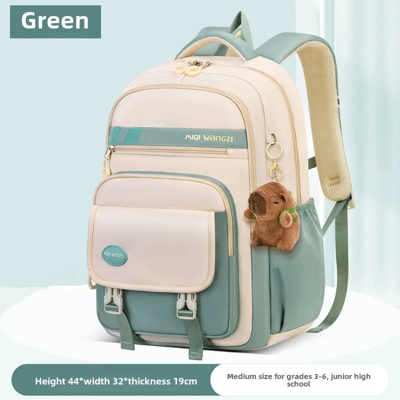 Kawaii Kids School Backpack — Waterproof Nylon Schoolbag with Cute Pendant