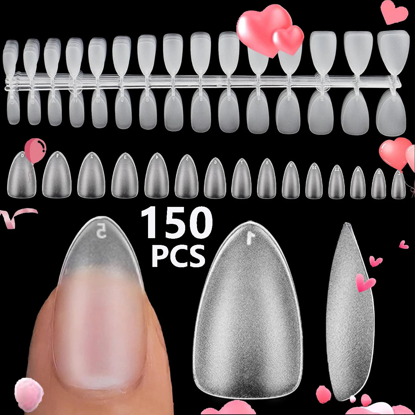 ARTAUG 150Pcs Clear Press On Toenails — Full Cove Nail Set with Glue Kit