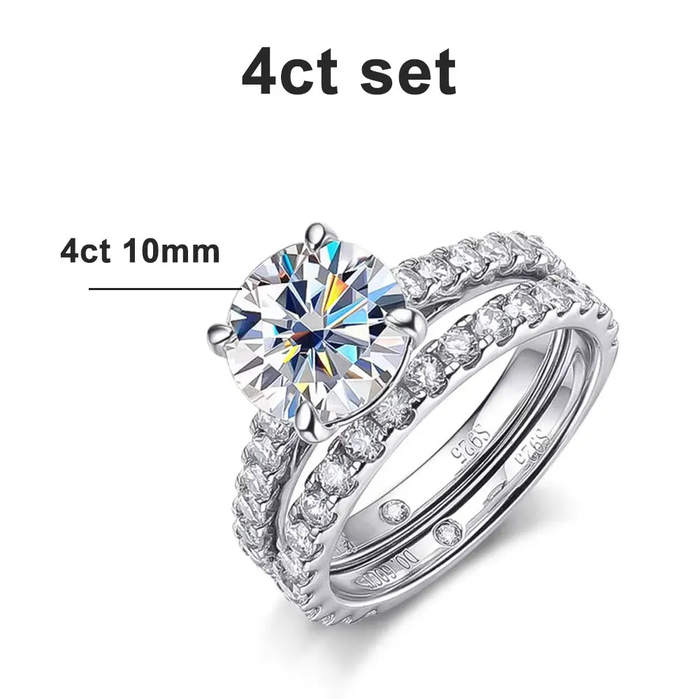 knobspin Moissanite Bridal Ring Set — Sparkling VVS1 D Color Eternity Band