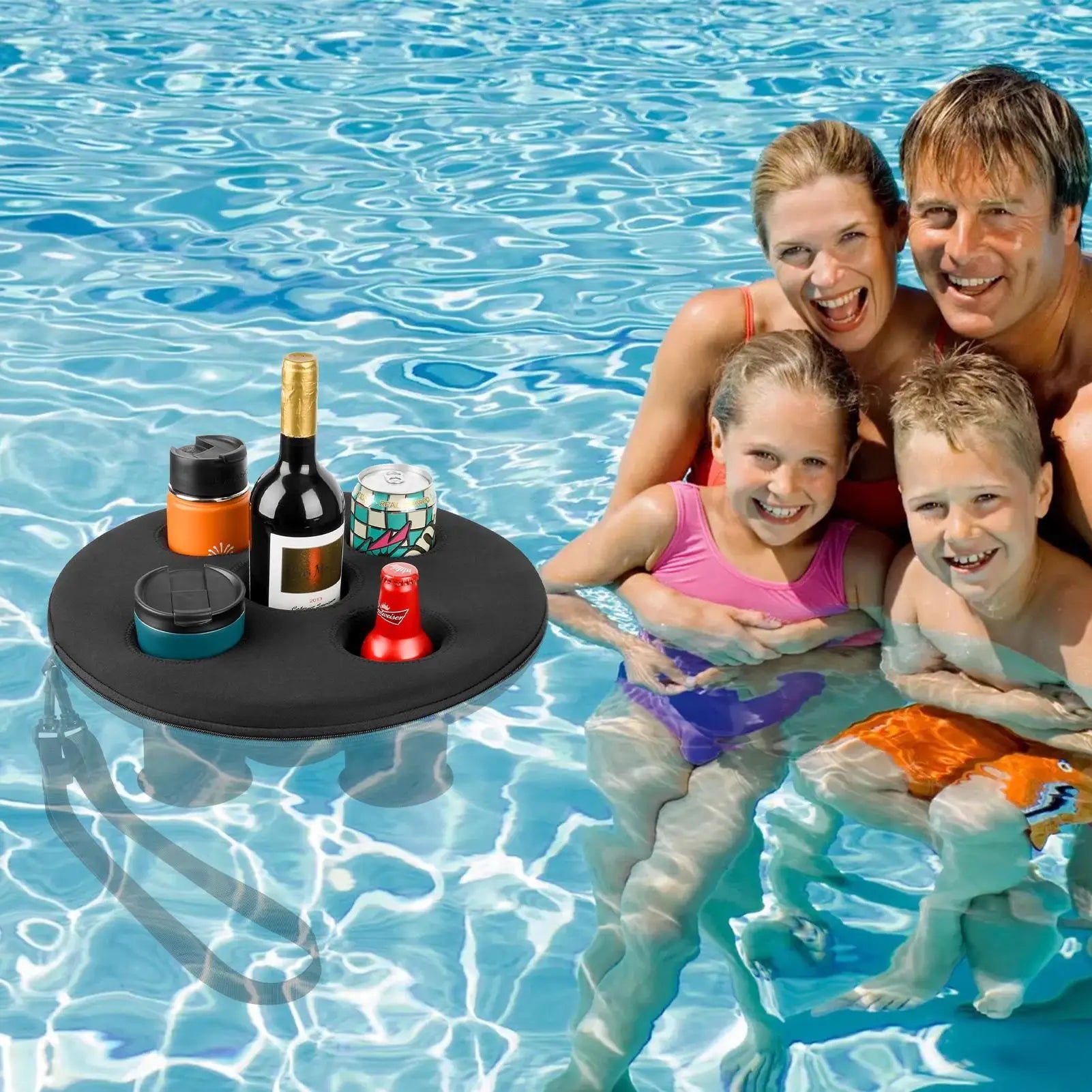 Floating Pool Cup Holder — 5-Hole Beverage Tray for Summer Parties
