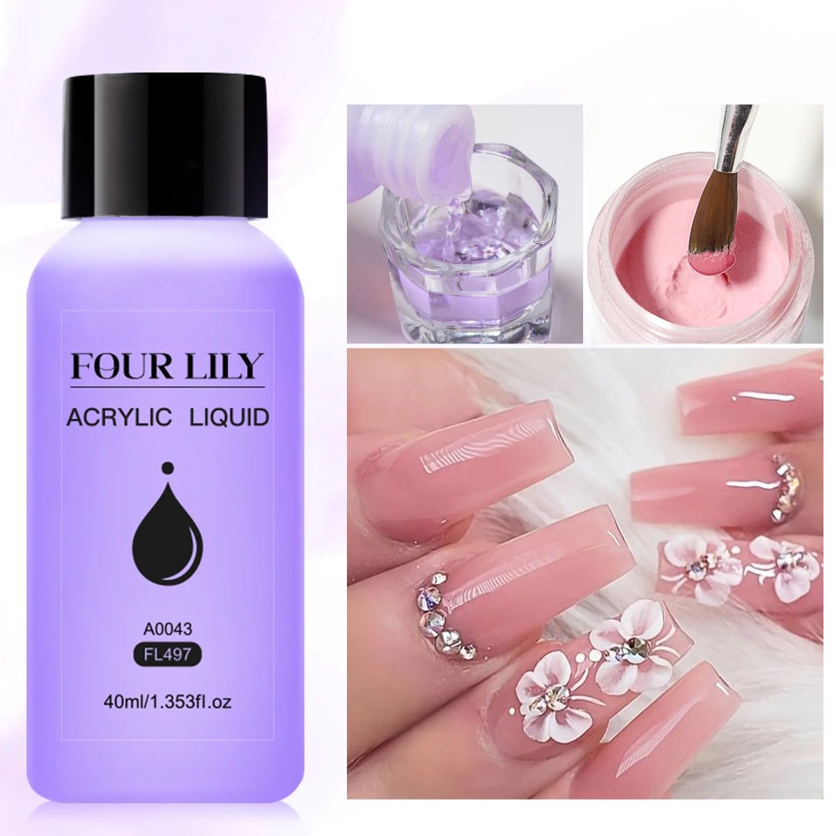 Four Lily Acrylic Liquid Monomer — Professional Nail Extension & Carving Tool