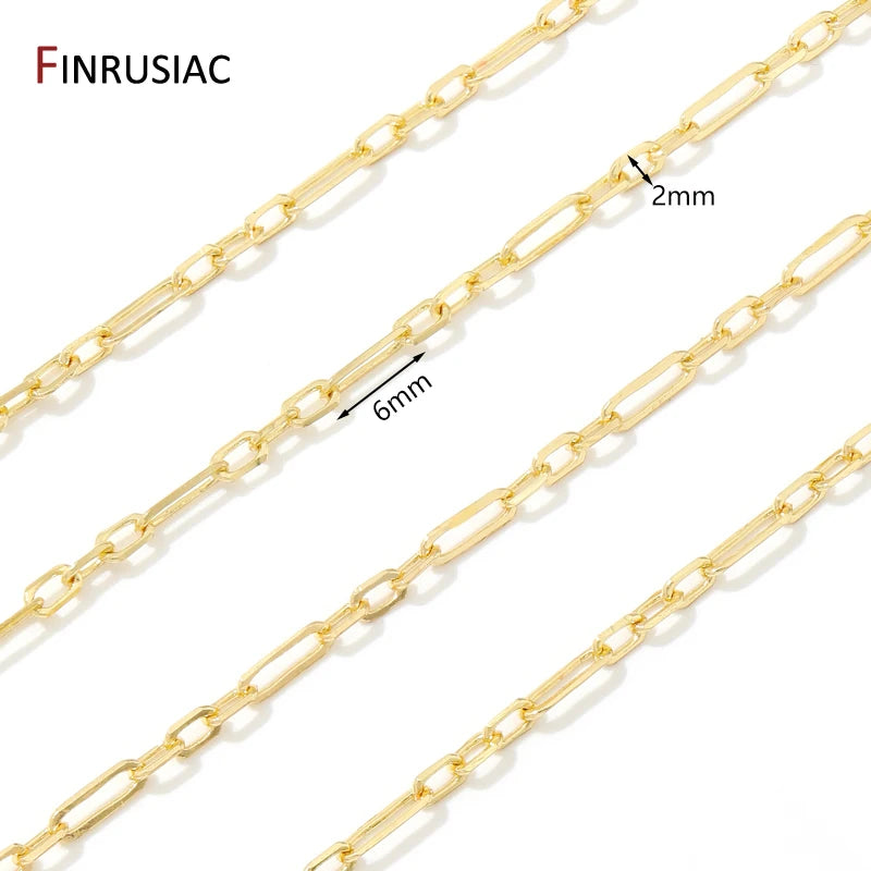 FINRUSIAC 14K Gold Plated Brass Cable Chain — DIY Jewelry Making Supplies