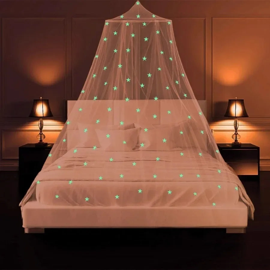 Star Decor Mosquito Net Canopy — Dreamy Night Light Bed Tent for Kids