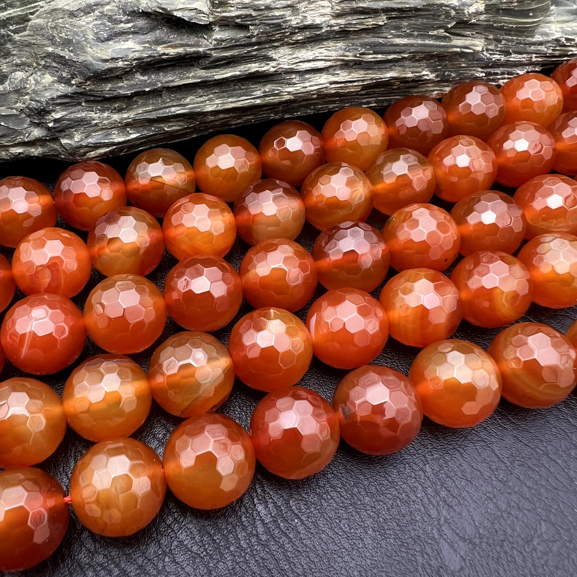 MARUCOL Natural Red Agate Faceted Beads — 14mm Loose Stone Nuggets for Jewelry Making