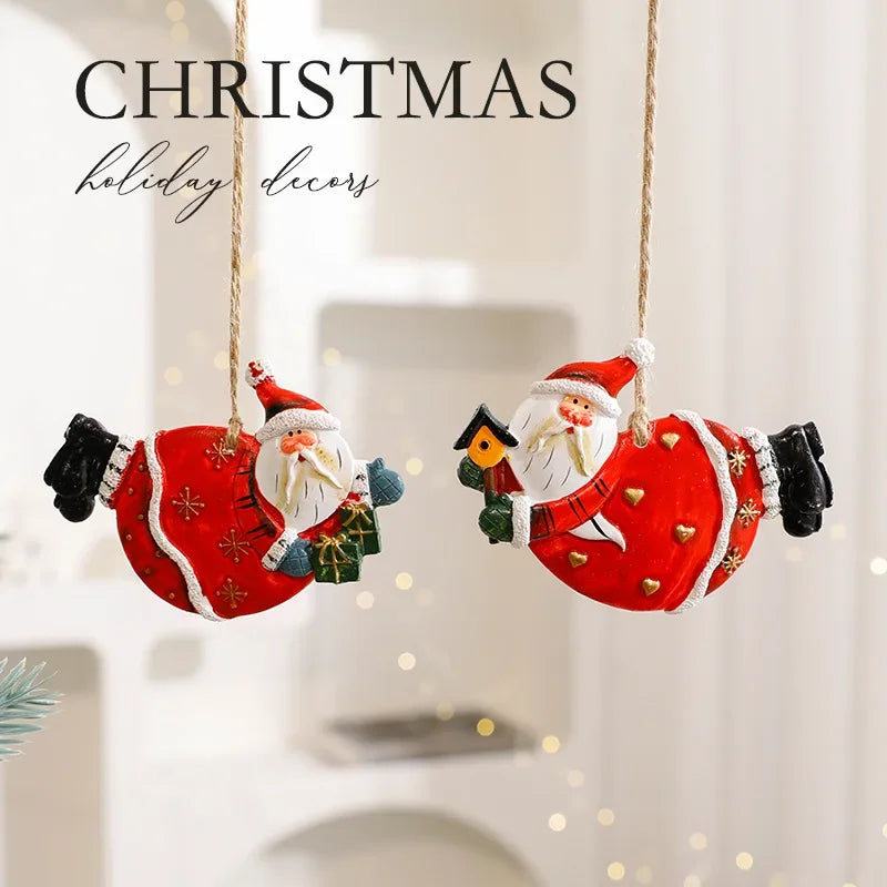 Santa Claus Christmas Tree Ornaments — Resin Hanging Pendants for Holiday Decor