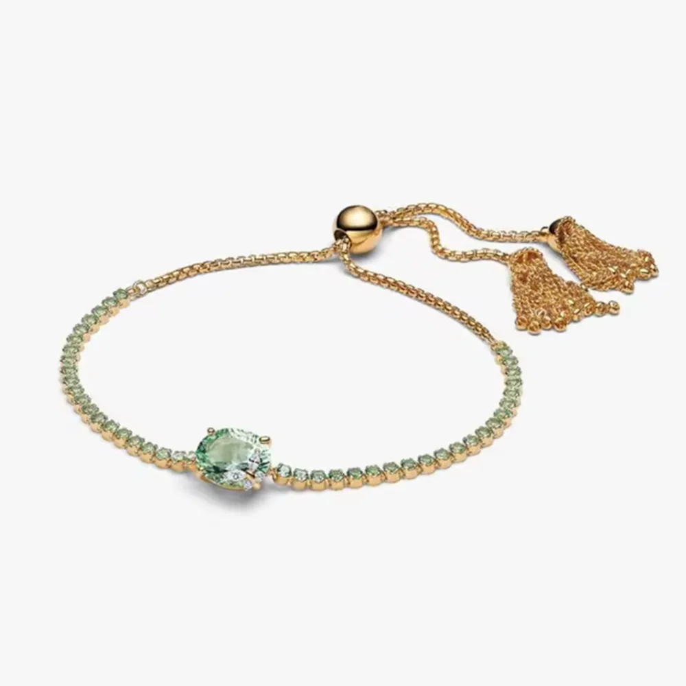 Potdemiel 925 Sterling Silver Charm Bracelet — Elegant Multi-Color Zircon Jewelry