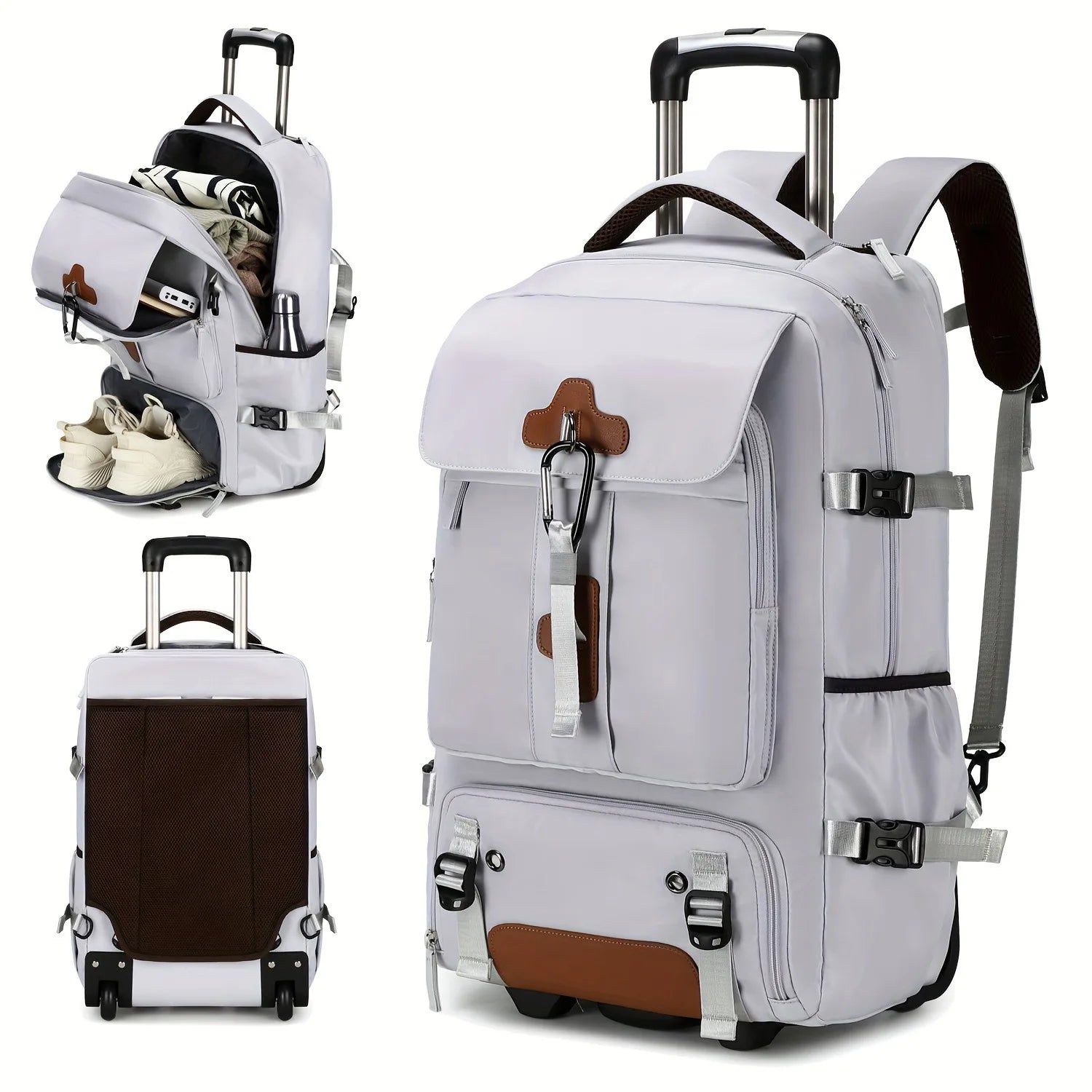 Large Capacity Rolling Backpack — Versatile Travel Trolley with Wheels