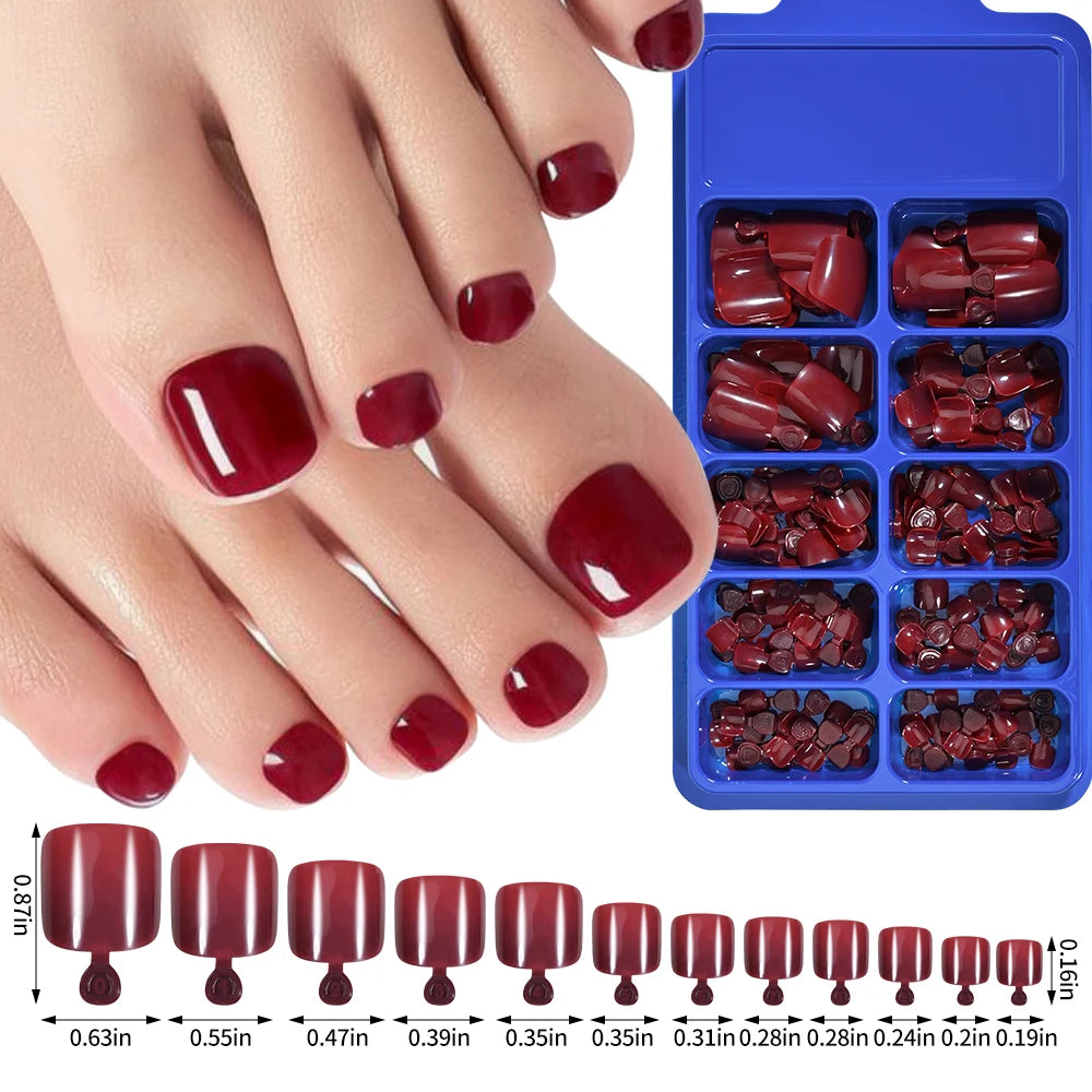Classic White Press On Toenails — Short Square Full Cover Artificial Tips