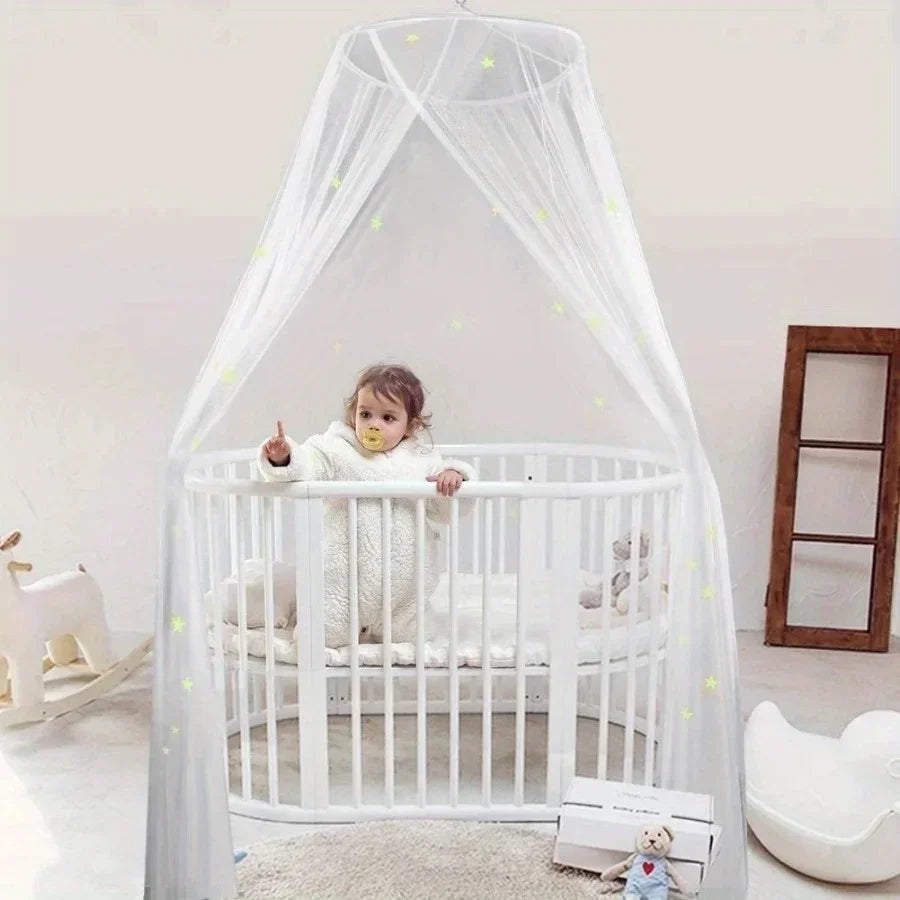 Star Decor Mosquito Net Canopy — Dreamy Night Light Bed Tent for Kids