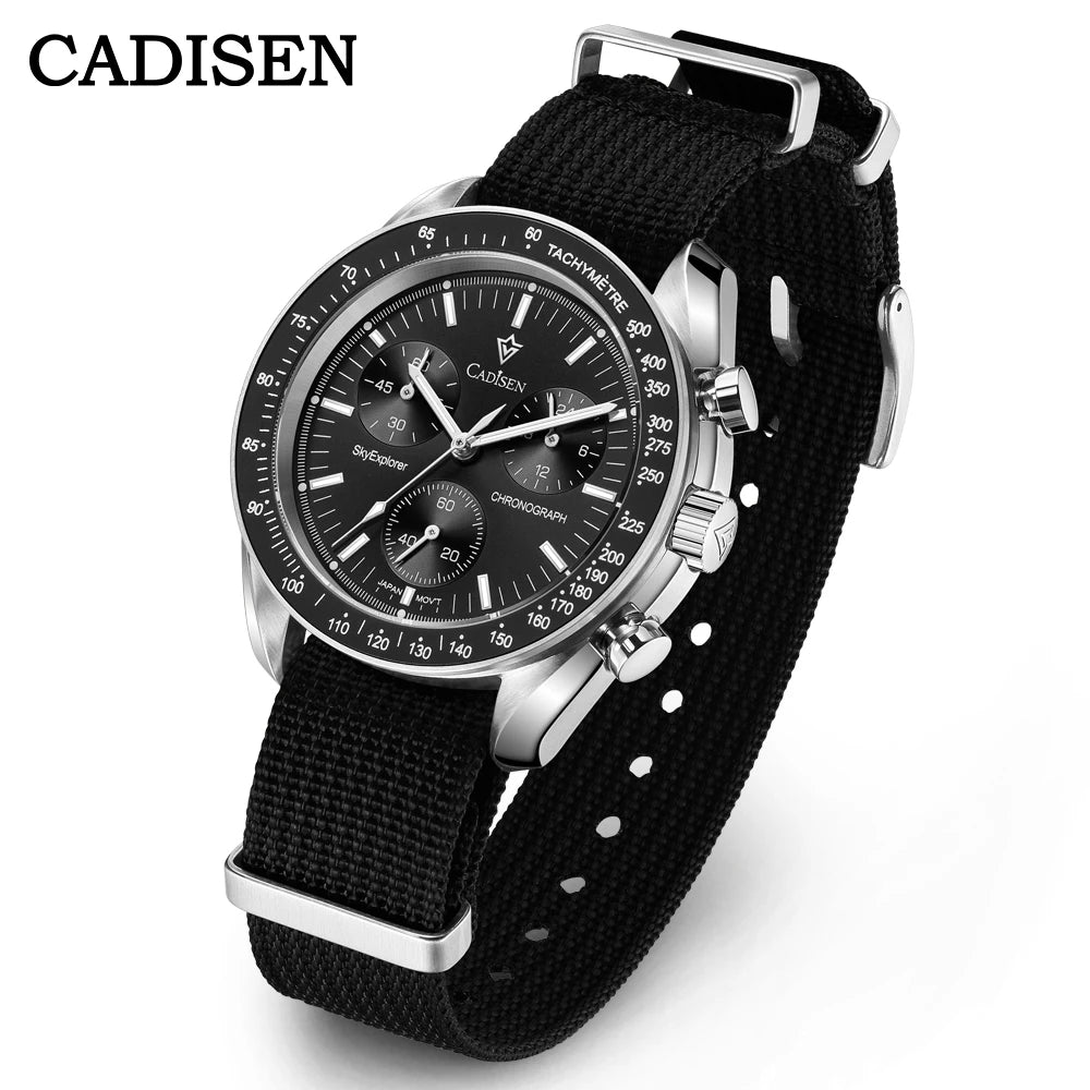 Cadisen Men's Luxury Chronograph Watch — Sapphire Crystal & Canvas Strap