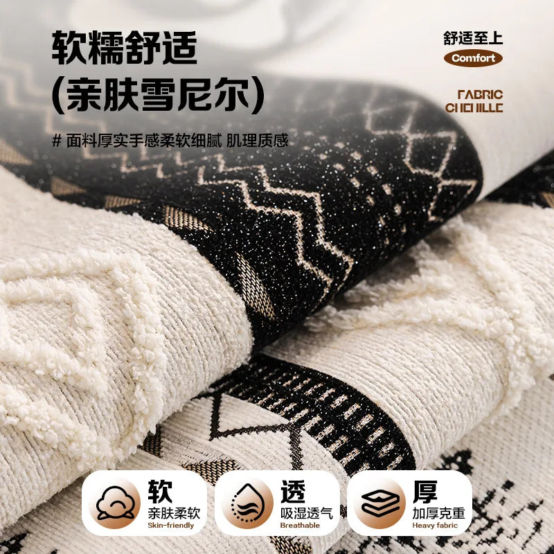 Plush Lamb Wool Sofa Cover — Anti-Slip Cushion Slipcover for Fall and Winter