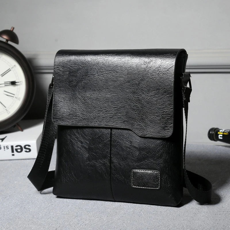 Men's PU Leather Messenger Bag — Vintage Business Crossbody Satchel