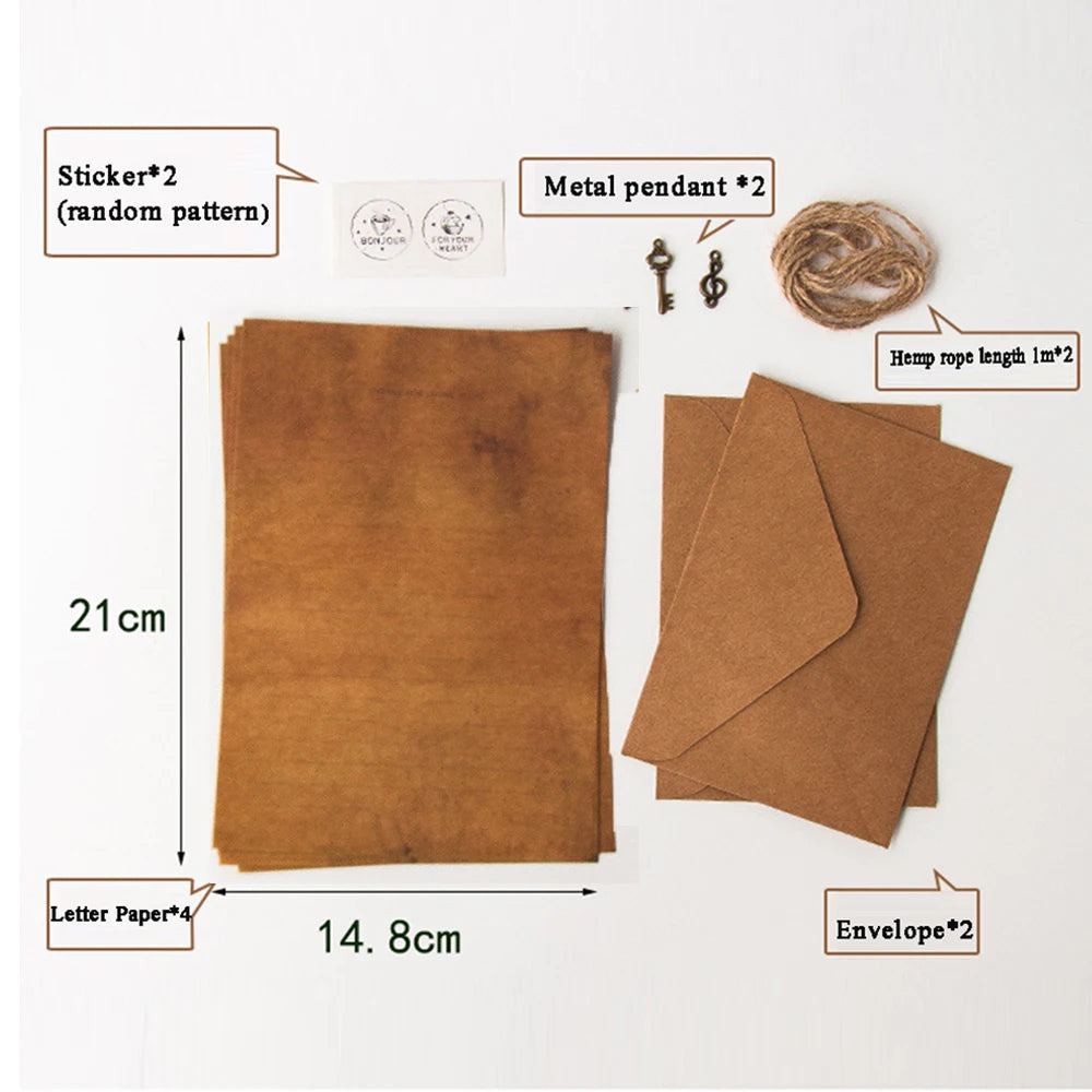 Kraft Paper Stationery Set — European Style Invitation Envelopes & Letter Pads