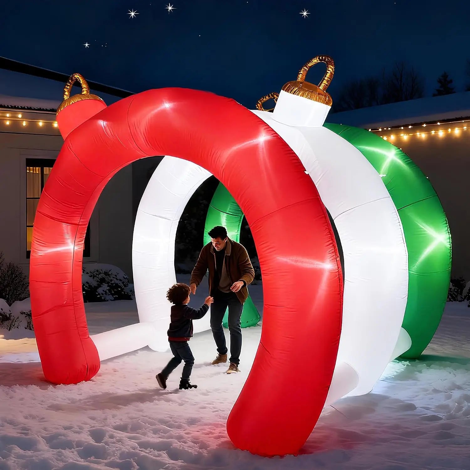 10.5 FT Christmas Inflatable Ornament Tunnel — Walk-Through Holiday Archway