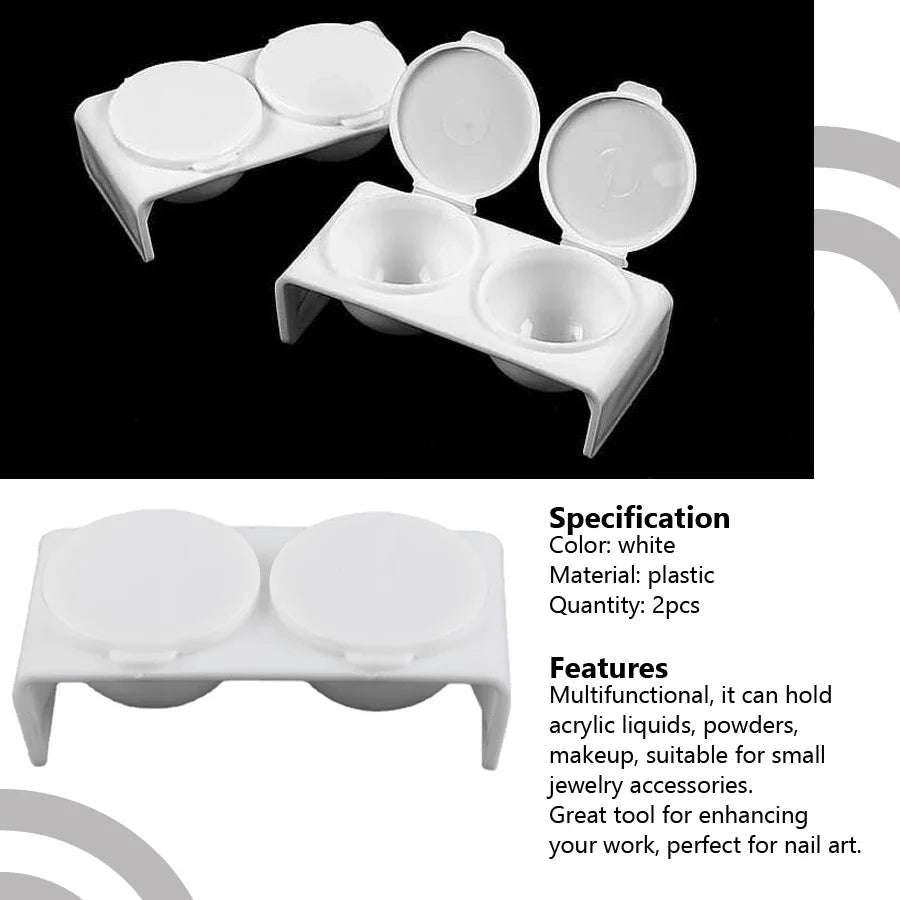 Art lalic Twin Cup Dappen Dish — Dual Compartment Nail Art Pigment Holder