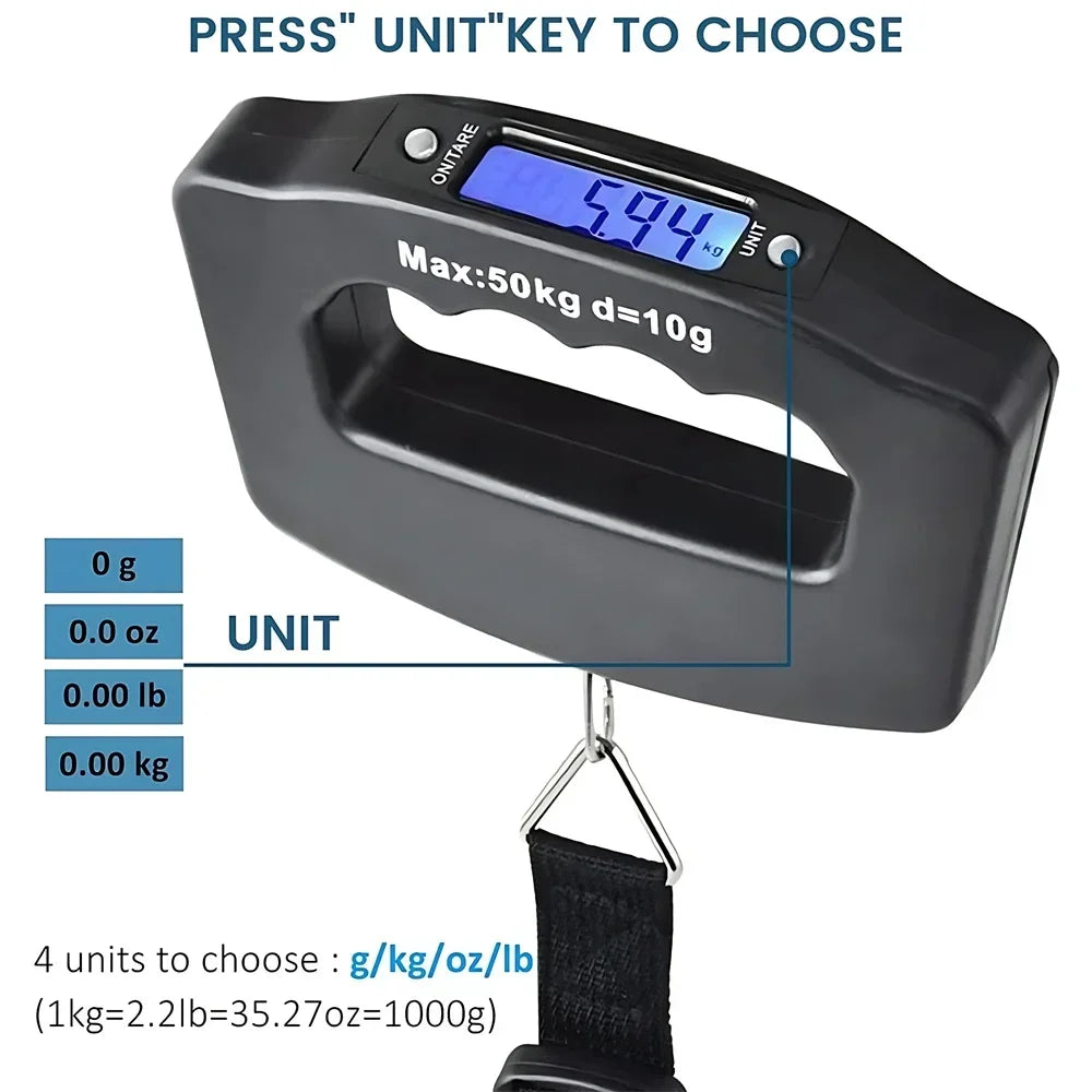 Digital Luggage Scale — Portable Handheld Suitcase Weight Checker