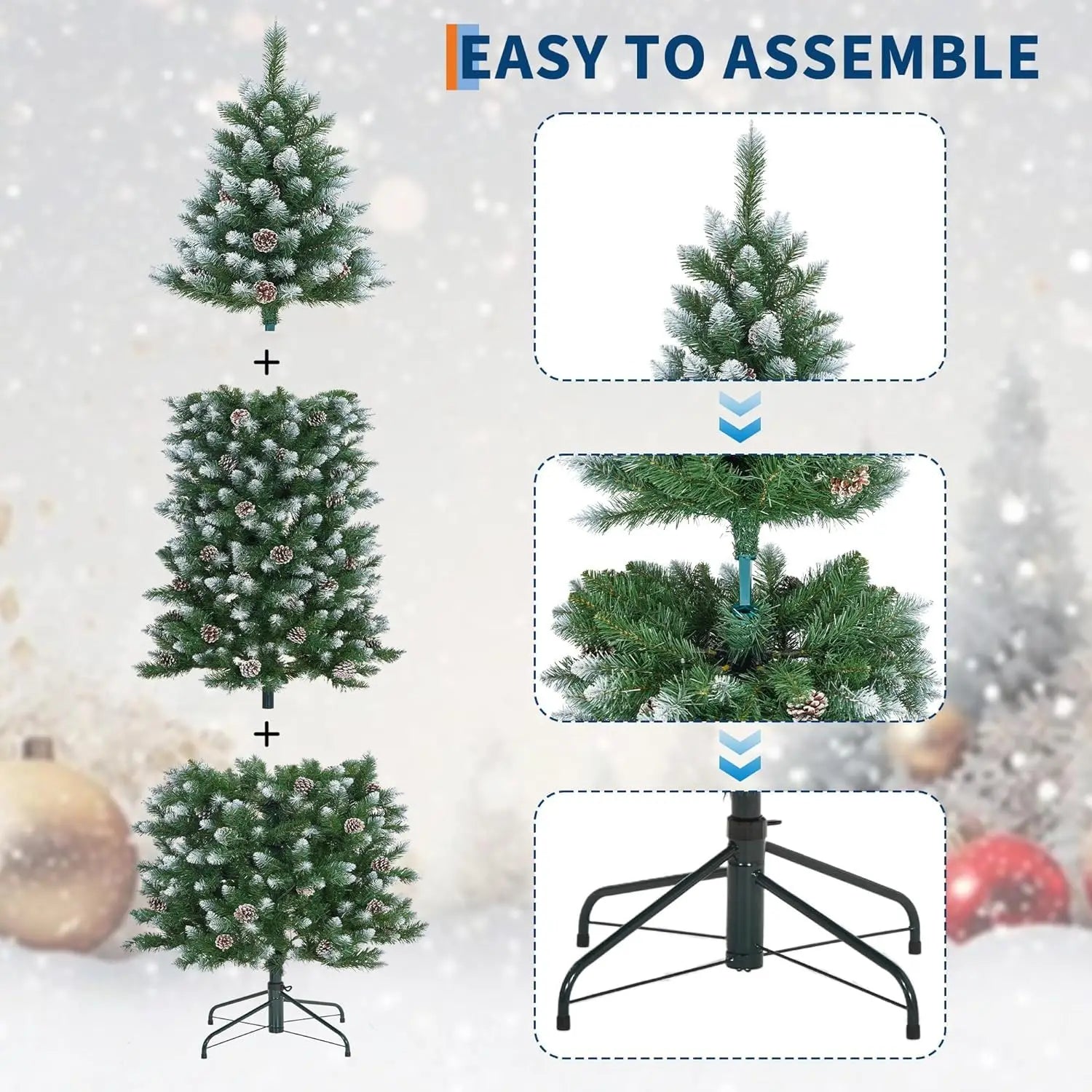 Pre-Lit Slim Pencil Artificial Christmas Tree — Space-Saving Holiday Decor