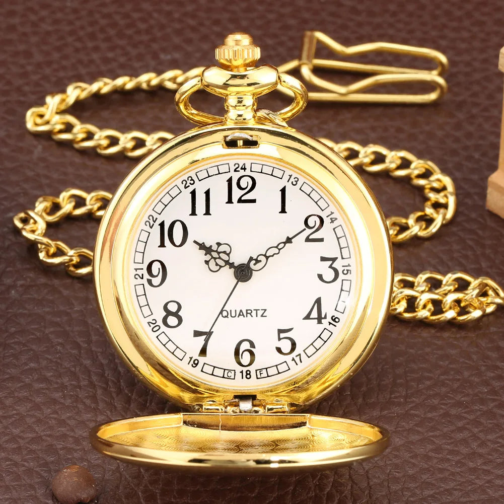 YISUYA Vintage Quartz Pocket Watch — Antique Style Necklace with Fob Chain