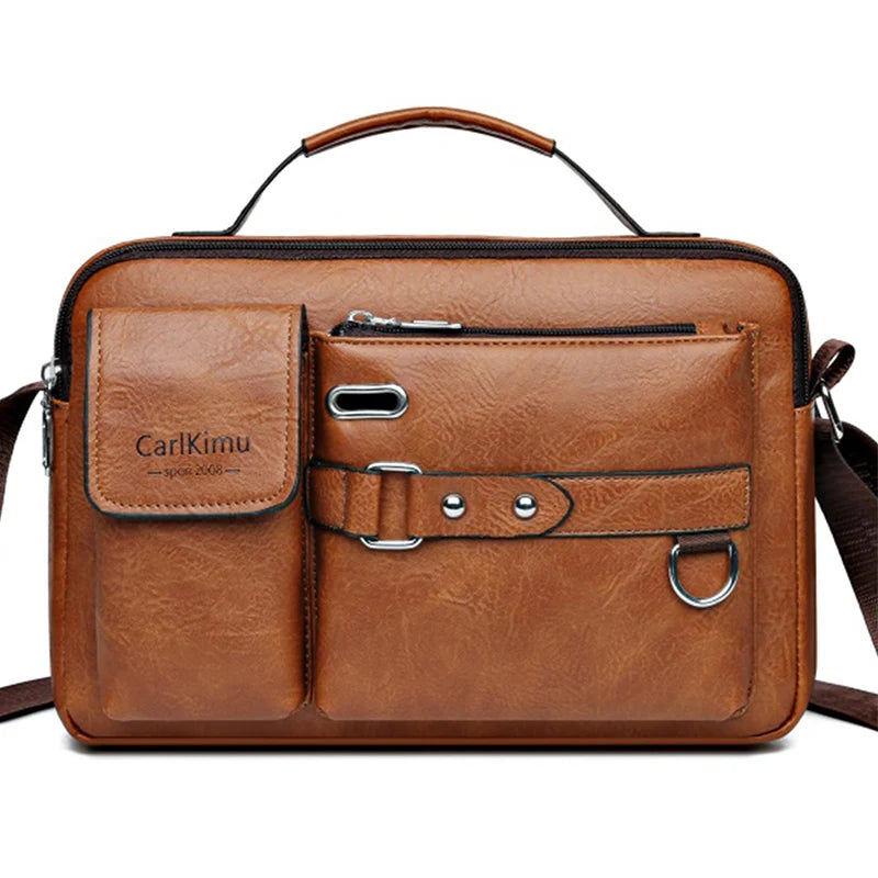 Men's Retro Messenger Bag — Waterproof Laptop Briefcase for Work & Travel