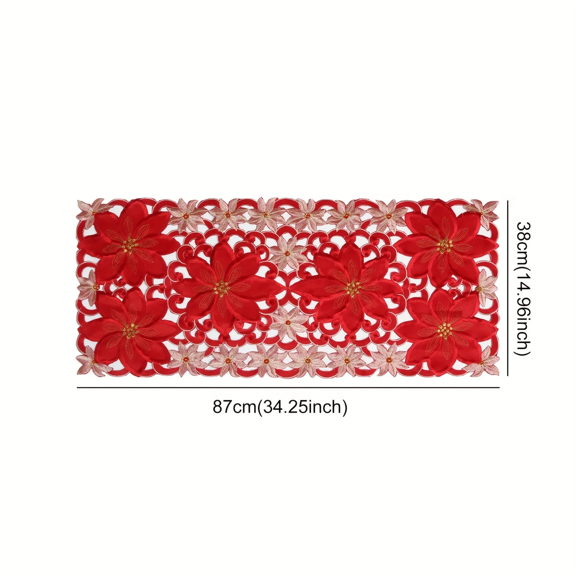 Christmas Floral Tablecloth — Festive Embroidered Table Runner Decor