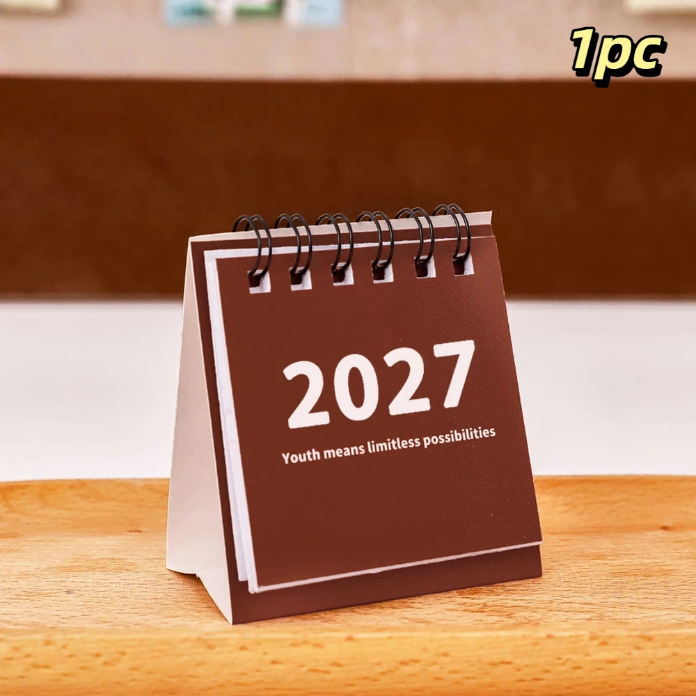 KOQZM 2027 Mini Desk Calendar — Portable Daily Planner for Home and Office