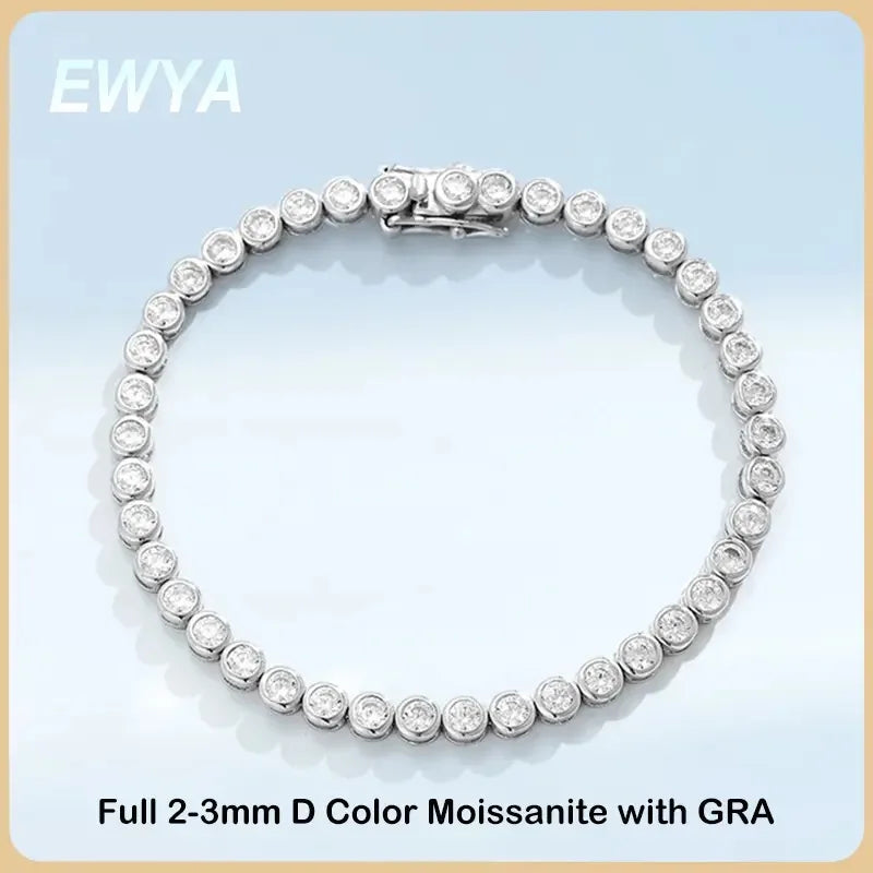 EWYA Moissanite Tennis Bracelet — S925 Sterling Silver Jewelry for Women