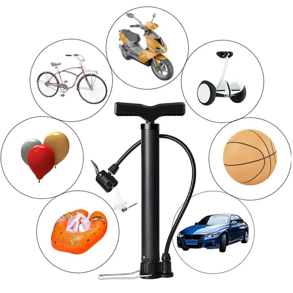 Manual Bicycle Tire Air Pump — Portable Floor Pump for Road and Mountain Bikes