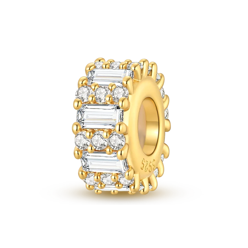 Charmhub Sparkling Zircon Elephant Charm — Gold Plated 925 Sterling Silver Bead