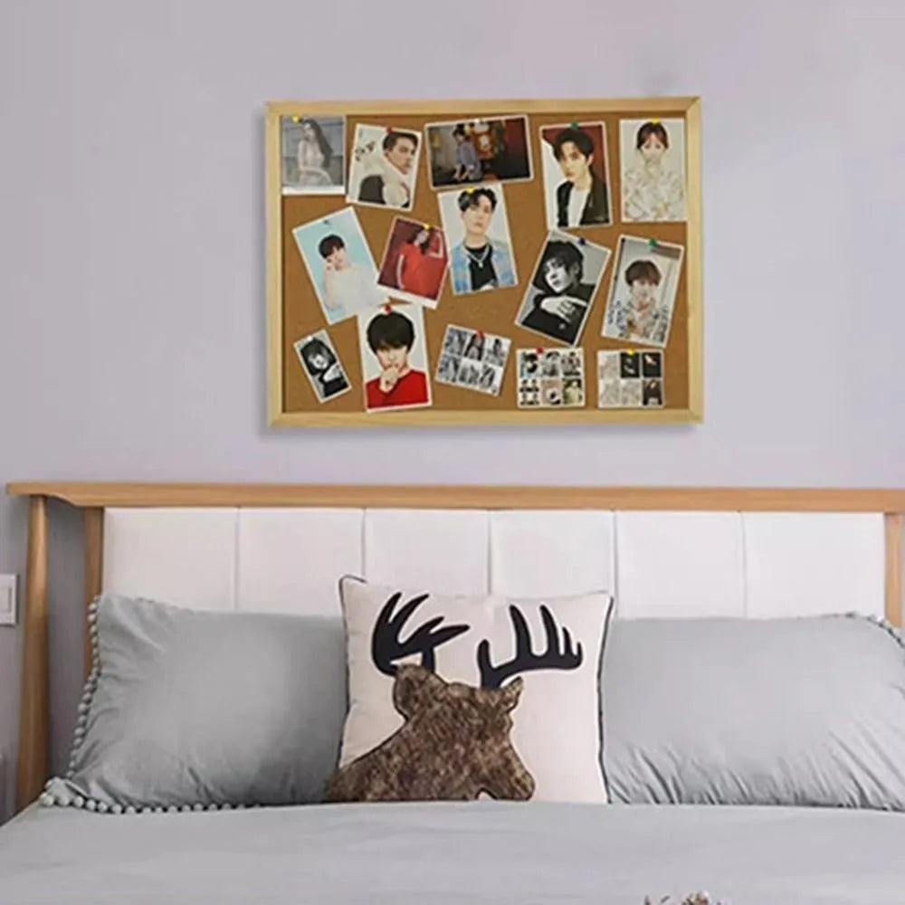 Wooden Framed Cork Bulletin Board — Decorative Memo Display Panel