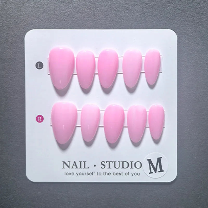 Lunamarine Almond Press On Nails — Bright Summer Color Handmade Set