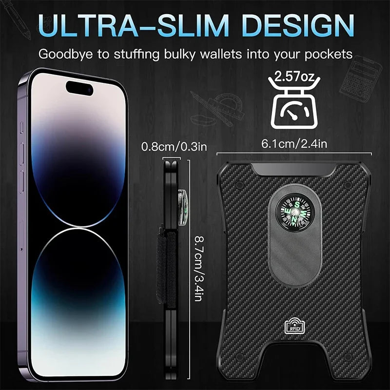 FUNTINGTREE Metal Minimalist Wallet — Slim RFID Blocking Money Clip