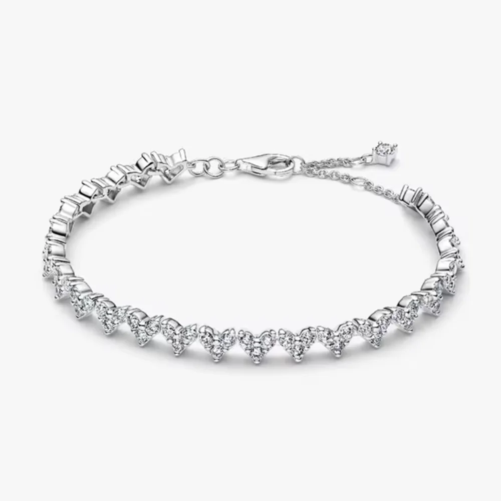 Potdemiel 925 Sterling Silver Charm Bracelet — Elegant Multi-Color Zircon Jewelry