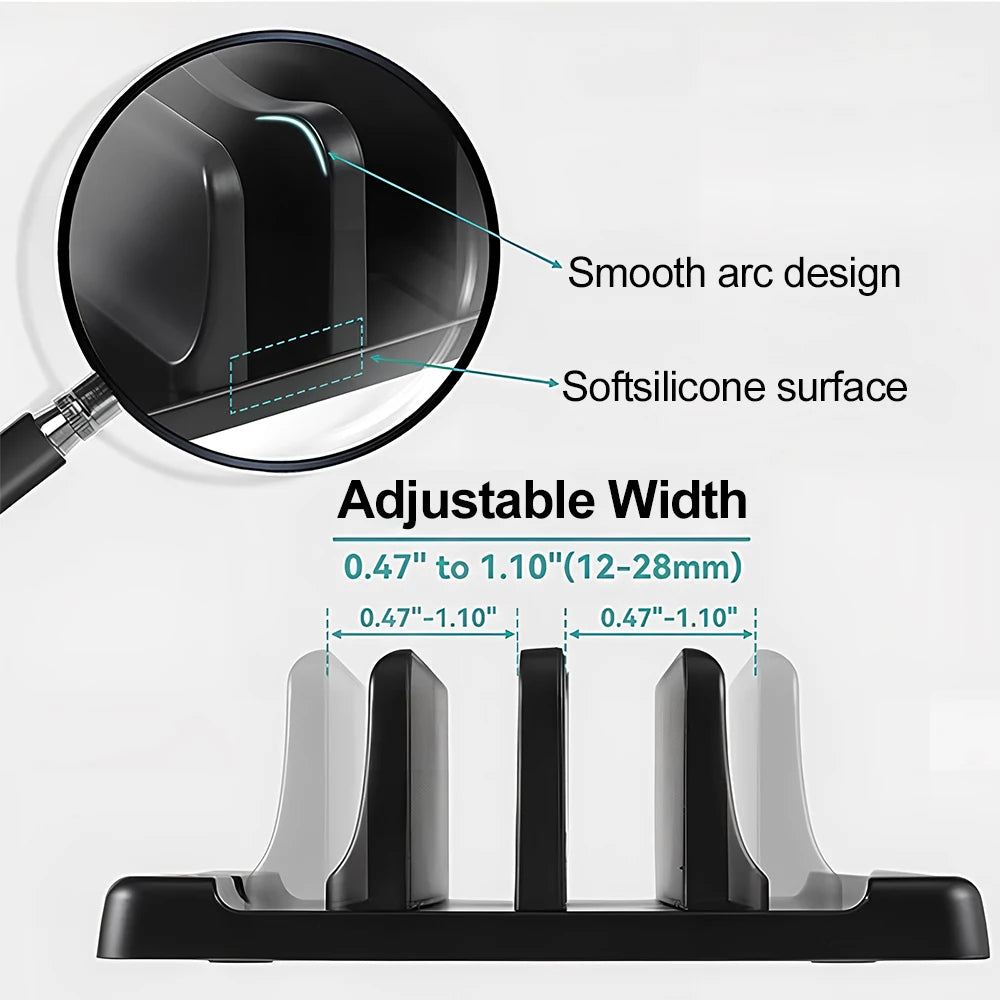 Adjustable Vertical Laptop Stand — Space Saving Desktop Organizer