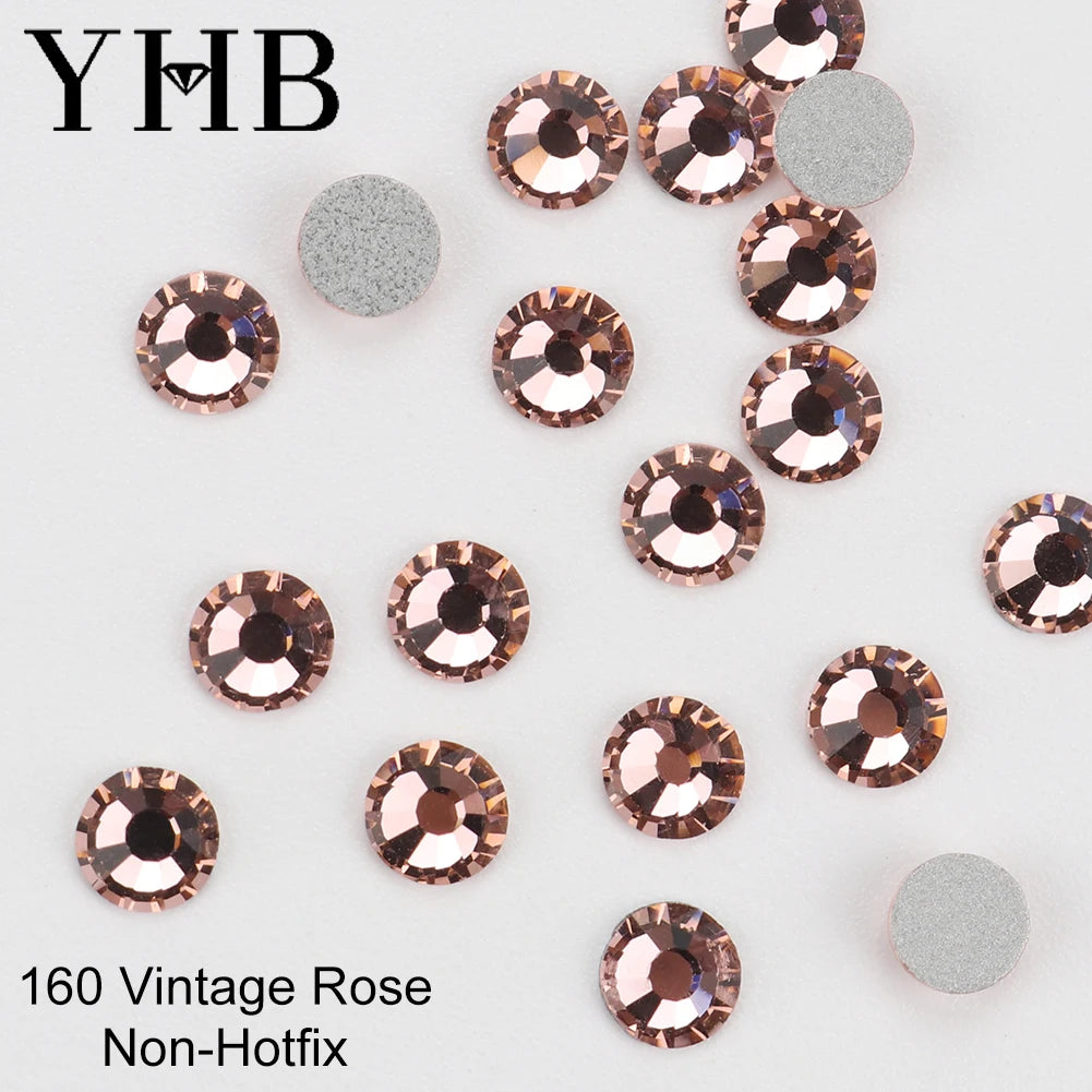 YHB Crystal Flat Back Rhinestones — Glitter Gemstones for Nails and Fabric