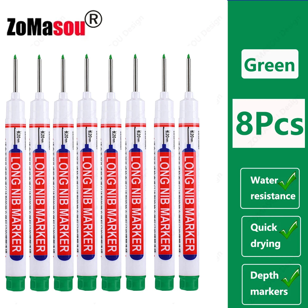 Deep Hole Marker Pen — Waterproof Long Head Woodworking Tool