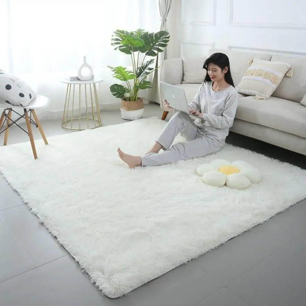 VIKAMA Tie-Dye Plush Carpet — Soft Fluffy Area Rug for Living Room & Nursery