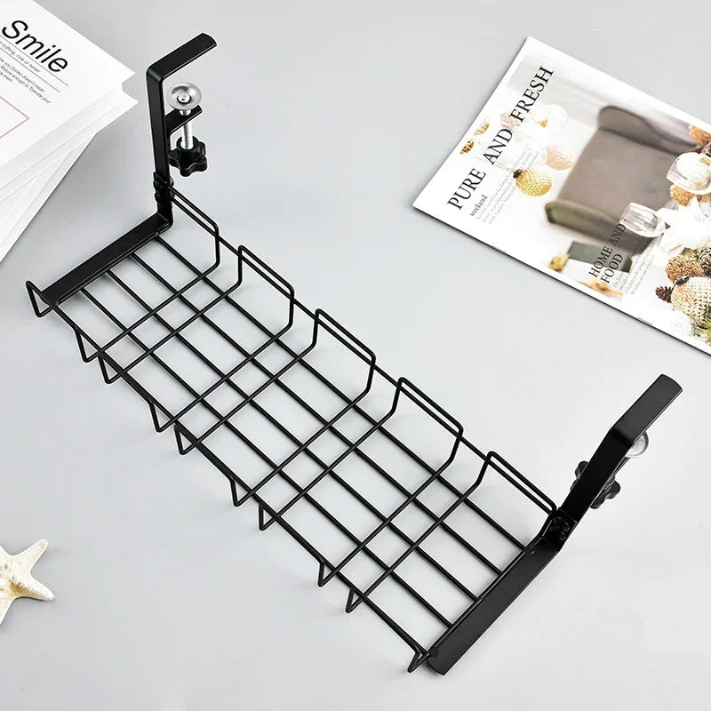 Under Desk Cable Management Tray — Metal Wire Organizer for Workspace