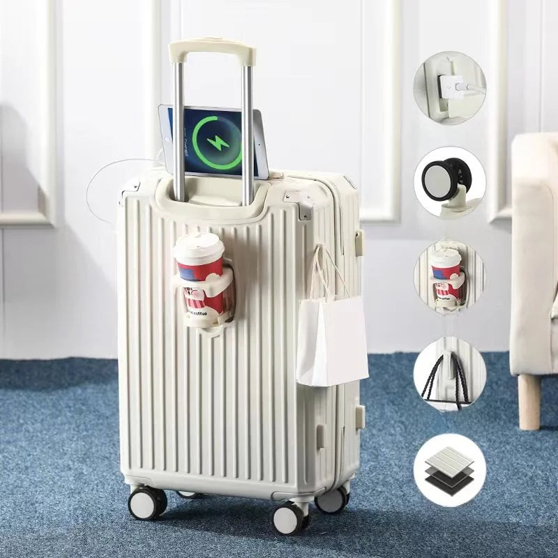 Multi-Functional Travel Suitcase — Large Capacity Carry-On with USB Port