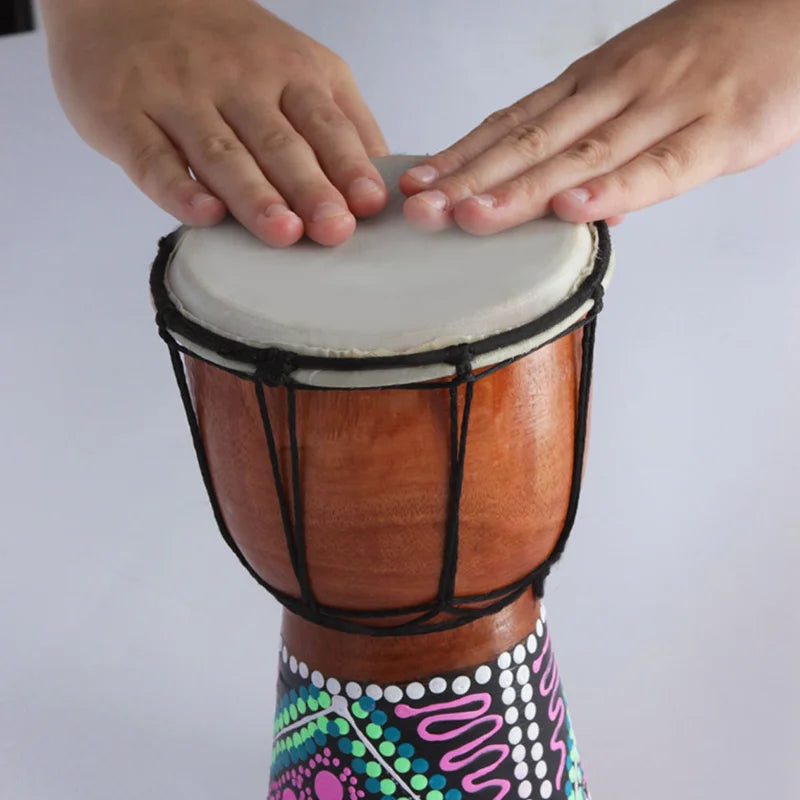 Handmade Wooden Djembe Drum — Miniature African Percussion Instrument