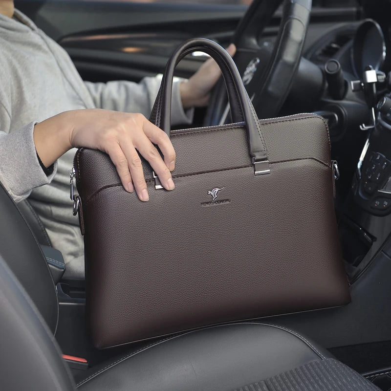 Leather Executive Briefcase — Professional 15.6 Inch Laptop Portfolio