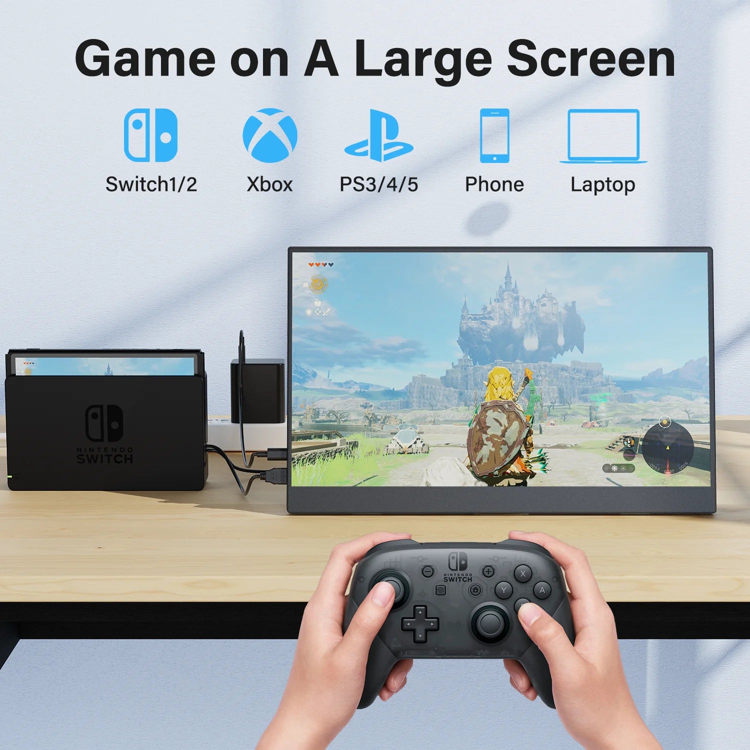 amoudo 15.6 Inch Portable Monitor — Full HD IPS Slim Display for Laptop