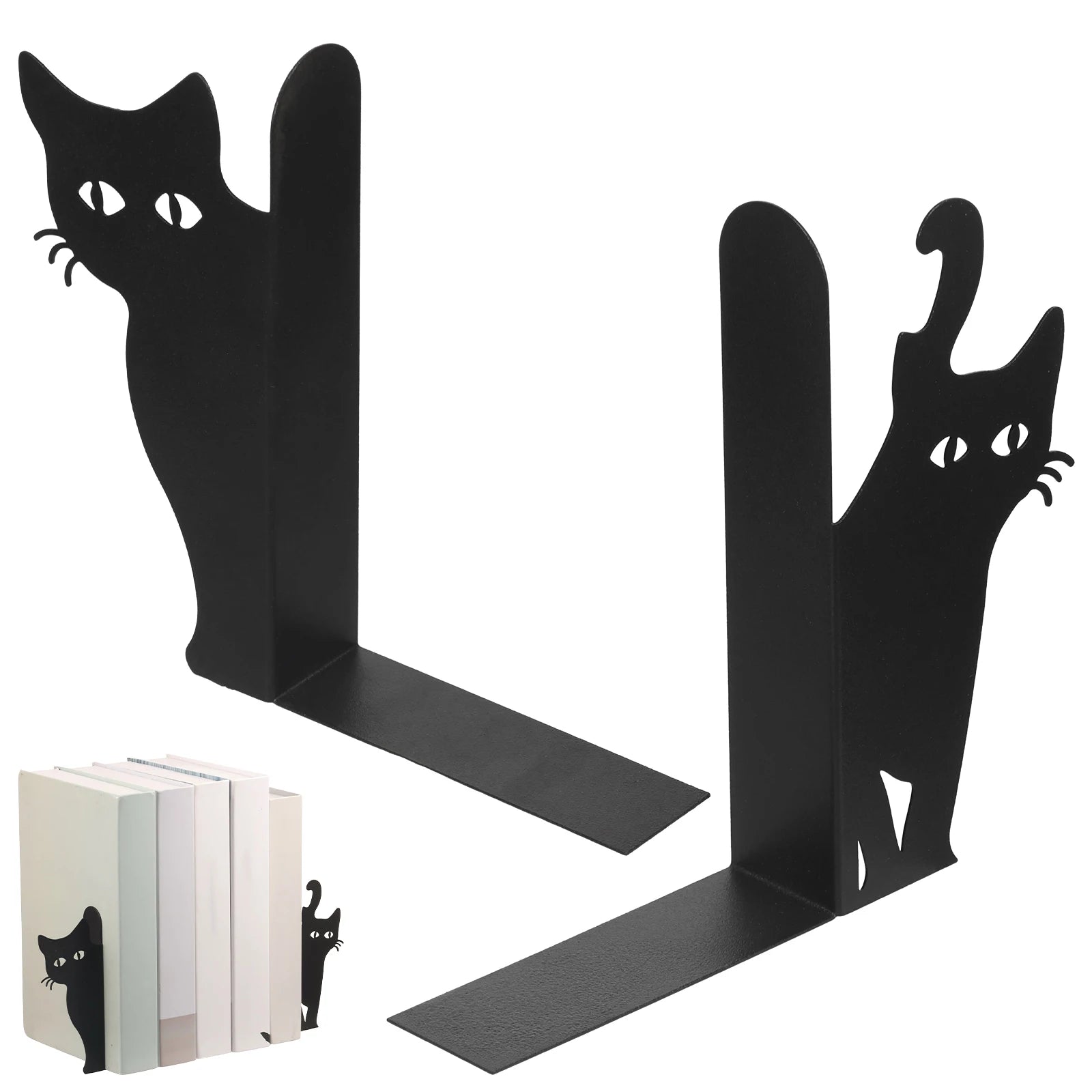 Metal Stick Figure Bookends — Decorative Heavy Duty Desktop Supports