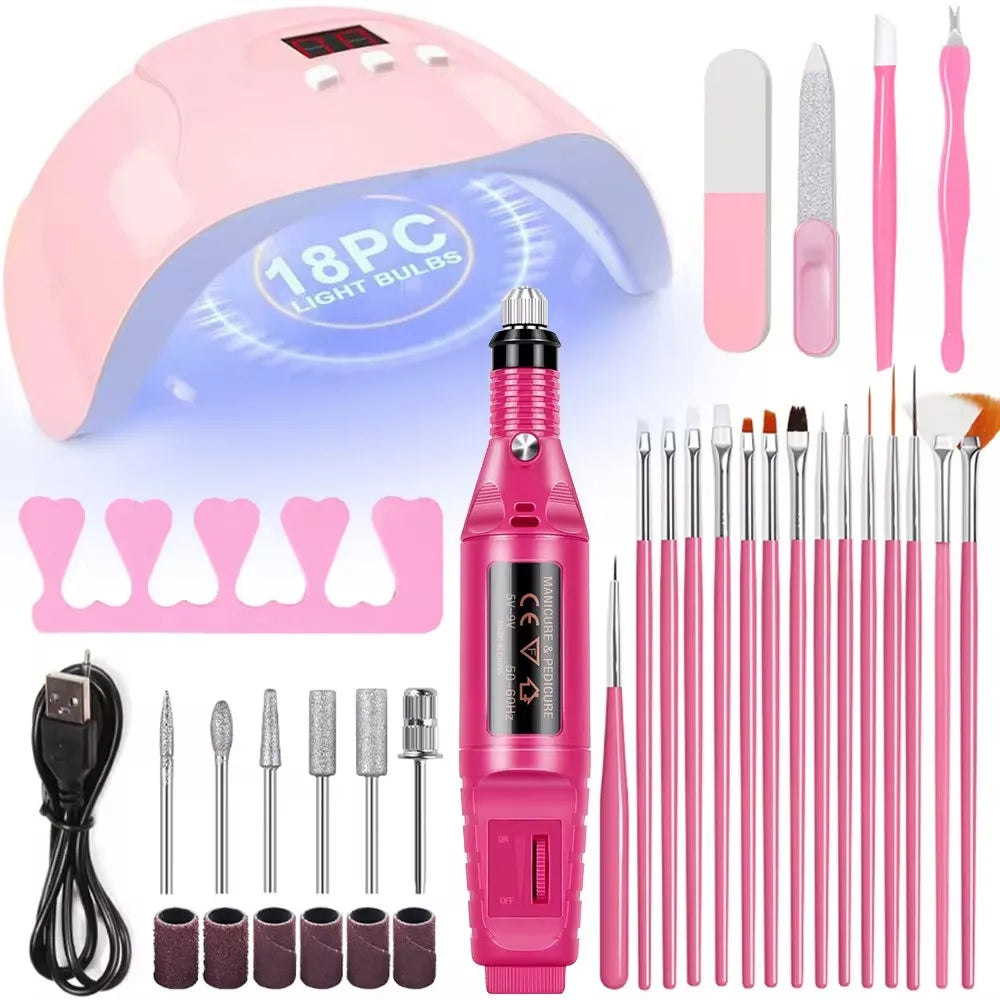 LULAA Professional Manicure Set — Electric Nail Drill & UV Lamp Kit