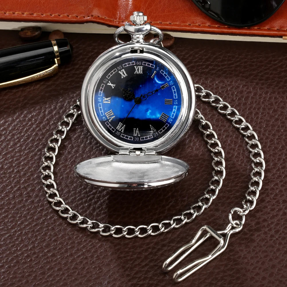 YISUYA Vintage Quartz Pocket Watch — Antique Style Necklace with Fob Chain