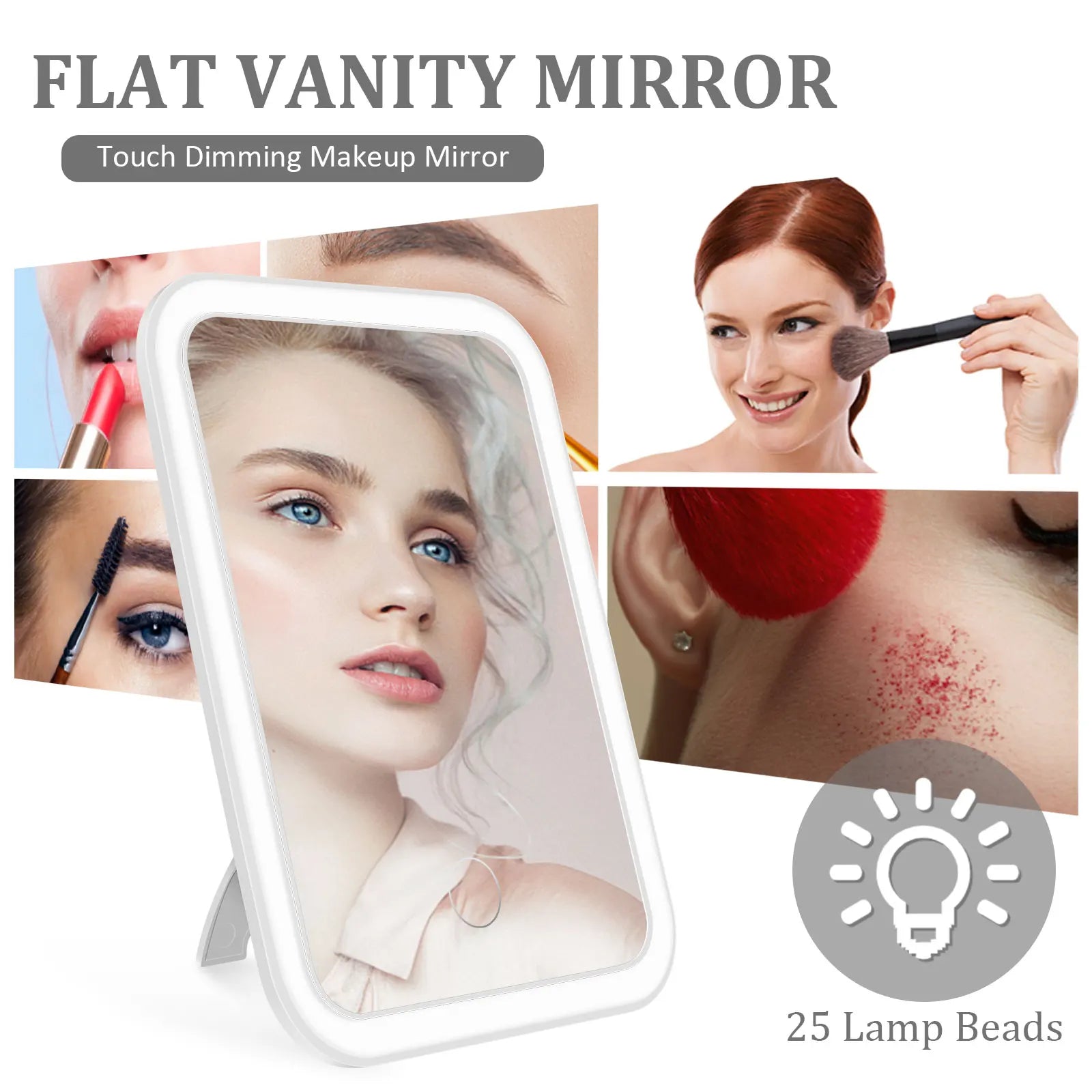 LED Makeup Mirror — Dimmable Lighted Vanity Mirror with Stand