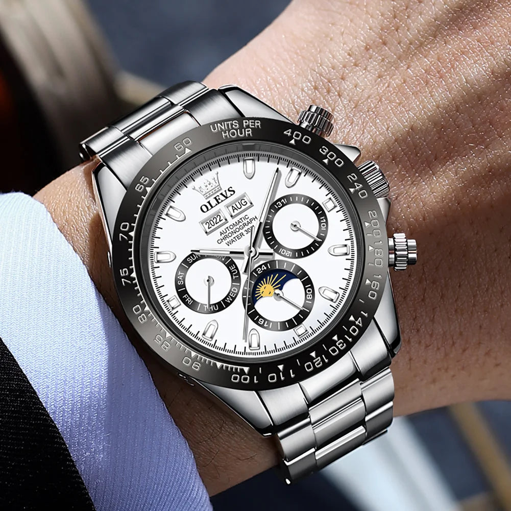 OLEVS 6654 Luxury Men's Watch — Automatic Mechanical Chronograph