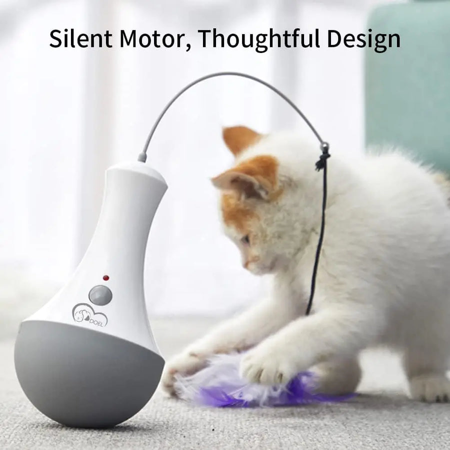 Automatic Interactive Cat Feather Toy — Rotating Teaser for Indoor Exercise