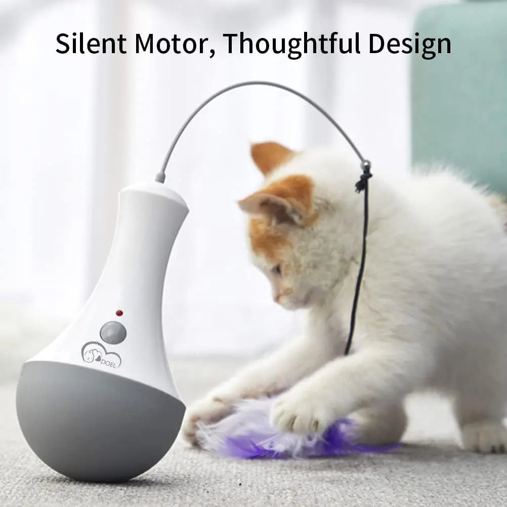 Automatic Interactive Cat Feather Toy — Rotating Teaser for Indoor Exercise